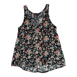 Express Floral Tank Top - Black with Multicolor Design